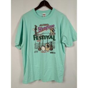 Vintage Y2K Bluegrass Music T Shirt Festival Concert Cherokee NC Mens XL A094